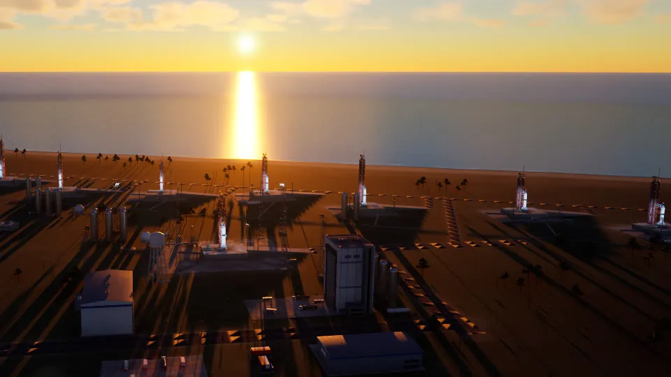 The launch site at sunset.